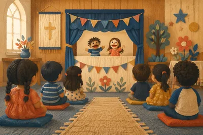 Cheerful Puppet Ministry in Church Hall