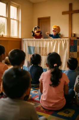 Cheerful Puppet Ministry for Children at Church
