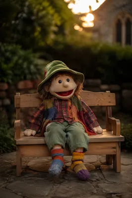 Children’s Church Puppet on Garden Bench