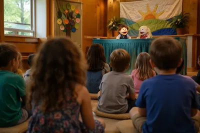 Cheerful Puppet Ministry in Church Hall