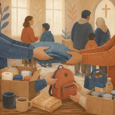 Church Volunteers Welcoming Refugee Family With Care