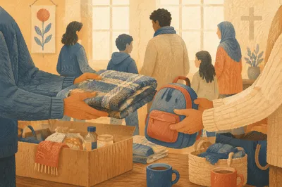Church Volunteers Welcoming Refugee Family With Care