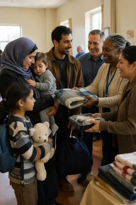 Refugee Family Welcomed in Community Hall
