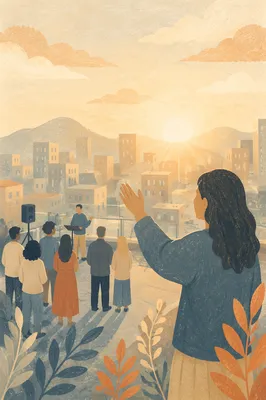 Rooftop Worship Service at Golden Hour