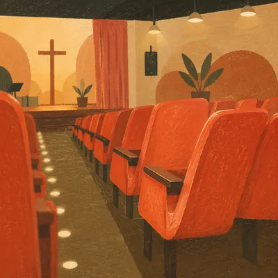 Empty School Auditorium Ready for Sunday Worship