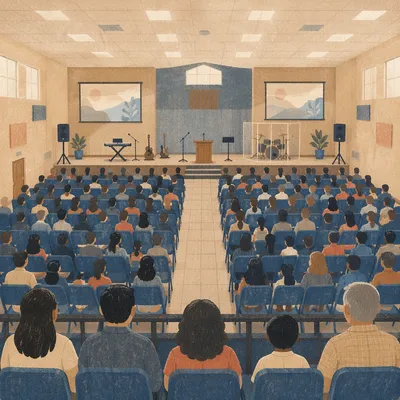 School Auditorium Sunday Church Service Setup