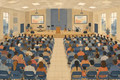 School Auditorium Sunday Church Service Setup
