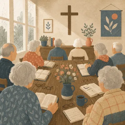 Senior Adults Bible Class in Fellowship Room
