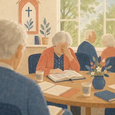 Senior Adults Bible Class in Church Room