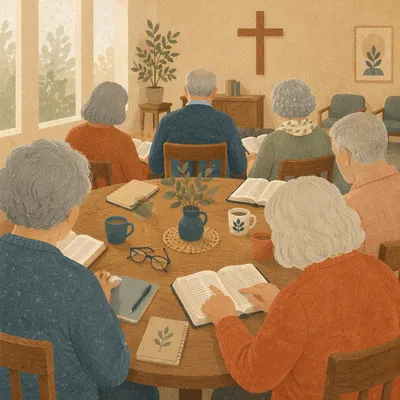 Senior Adults Bible Class in Church Fellowship Room