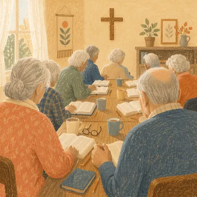 Senior Adults Bible Class in Fellowship Room