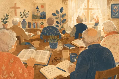 Senior Adults Bible Class in Fellowship Room