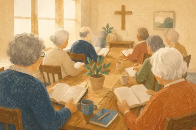 Senior Adults Bible Class in Church Fellowship Room