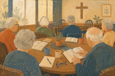 Senior Adults Bible Class in Fellowship Room