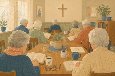 Senior Adults Bible Class in Church Fellowship Room