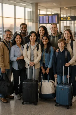Mission Team Group at Airport Terminal