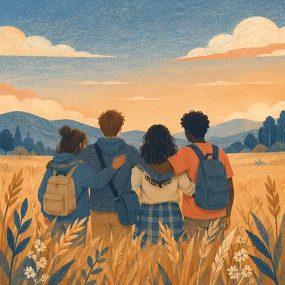 Youth Missions Group in Golden Field