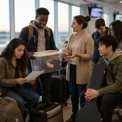 Youth Group Waiting at Regional Airport