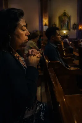 Quiet Church Sanctuary During Evening Prayer
