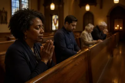 Quiet Church Sanctuary During Evening Prayer