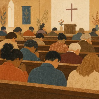 Silent Prayer in Church Congregation