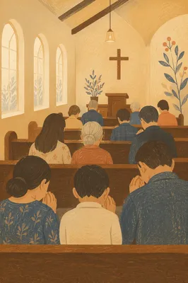 Silent Prayer in a Chapel Congregation
