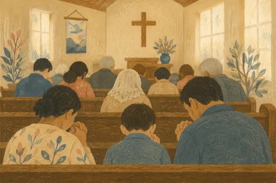 Silent Prayer in Chapel Congregation