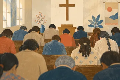 Silent Prayer in a Church Congregation