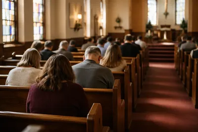 Silent Prayer in Church Congregation