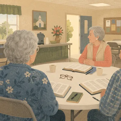 Small Group Bible Study in Fellowship Hall