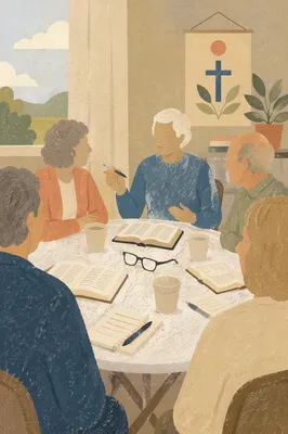 Small Group Bible Study Around Table