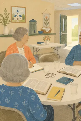 Small Group Bible Study in Fellowship Hall