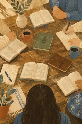 Small Group Bible Study Around Table
