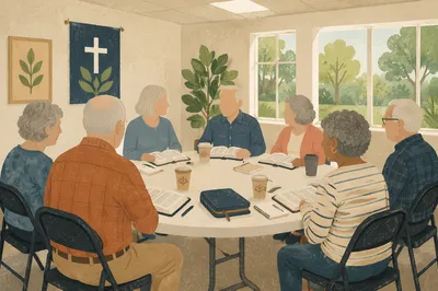 Small Group Bible Study in Fellowship Hall