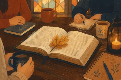 Small Group Bible Study with Autumn Leaf