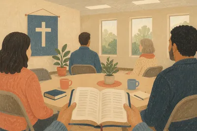 Small Group Bible Study Around a Table