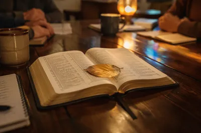 Open Bible at Intimate Small Group Study