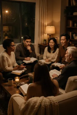 Cozy Bible Study in Living Room