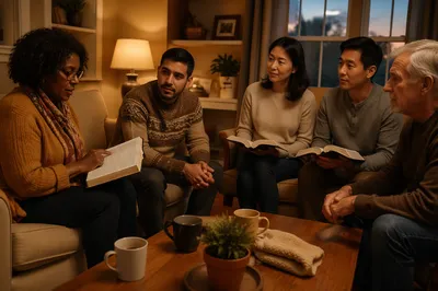 Cozy Home Bible Study in Living Room