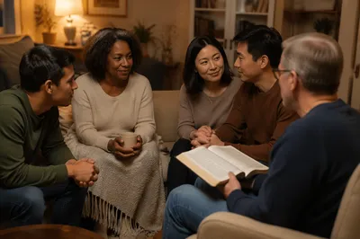 Cozy Bible Study in Living Room