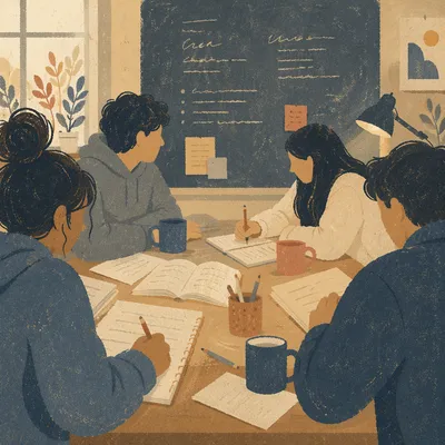 College Dorm Small Group Study Night