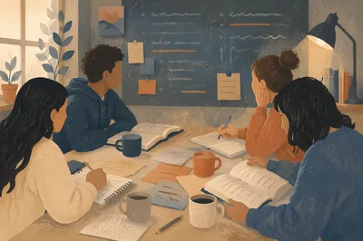 College Dorm Small Group Study Night