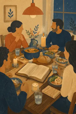 Cozy Small Group Dinner with Bible