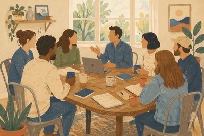 Warm Small Group Coffee Fellowship Circle