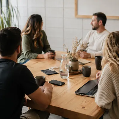 Church Small Group Discussion Over Coffee