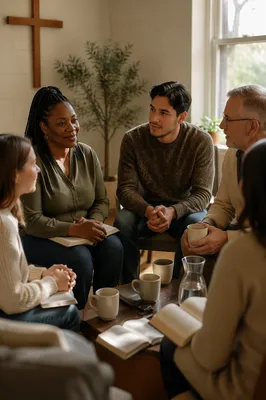 Small Discussion Circle with Coffee Mugs