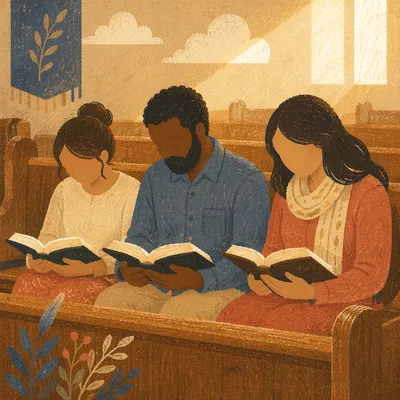 Diverse Small Group Reading Open Bibles