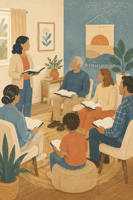 Diverse Small Group Bible Study Gathering