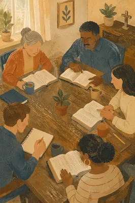 Diverse Small Group Bible Study Gathering