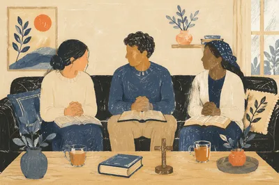 Diverse Small Group Bible Study Gathering